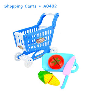 DIY Mini Shopping Trolley Children Pretend Play Supermarket Toy Fruits Vegetables Toys for Children