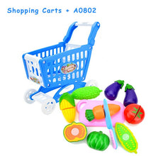 Load image into Gallery viewer, DIY Mini Shopping Trolley Children Pretend Play Supermarket Toy Fruits Vegetables Toys for Children