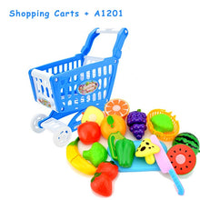Load image into Gallery viewer, DIY Mini Shopping Trolley Children Pretend Play Supermarket Toy Fruits Vegetables Toys for Children