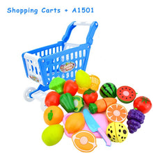 Load image into Gallery viewer, DIY Mini Shopping Trolley Children Pretend Play Supermarket Toy Fruits Vegetables Toys for Children