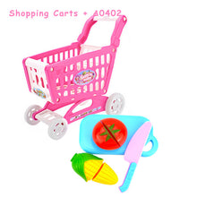 Load image into Gallery viewer, DIY Mini Shopping Trolley Children Pretend Play Supermarket Toy Fruits Vegetables Toys for Children