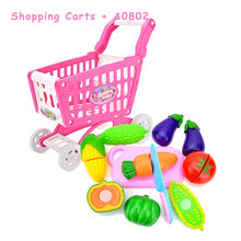 Load image into Gallery viewer, DIY Mini Shopping Trolley Children Pretend Play Supermarket Toy Fruits Vegetables Toys for Children